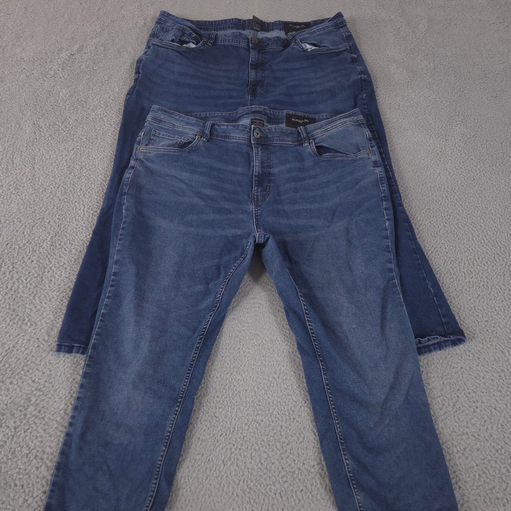 LOT OF 2 The Perfect Jean NYC Jeans Mens 42x28 Blue Slim Athletic Stretch Denim